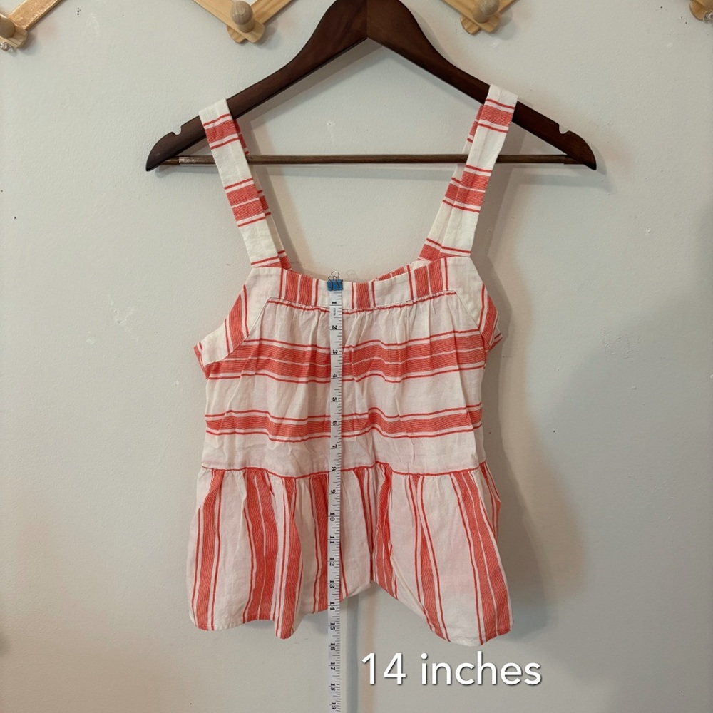 Loft Red & White Striped Babydoll Style Tank Top - Size S - Picture 8 of 9